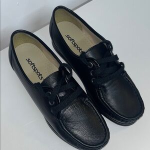 Softspots Annie Lo Sz 7 Women’s Lace-Up Shoe Black Leather Upper #comfort